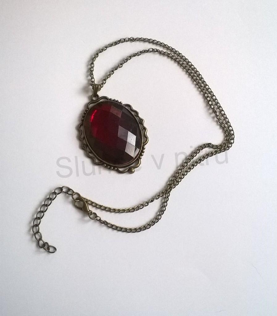 Náhrdelník s přívěškem s přívěškem imitace rubínu (BD331) 