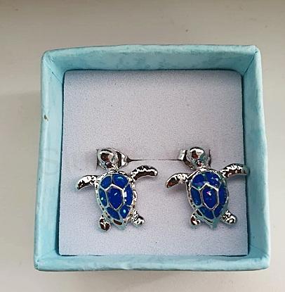 Puzetové náušnice želva s opálem zelené (BB472)