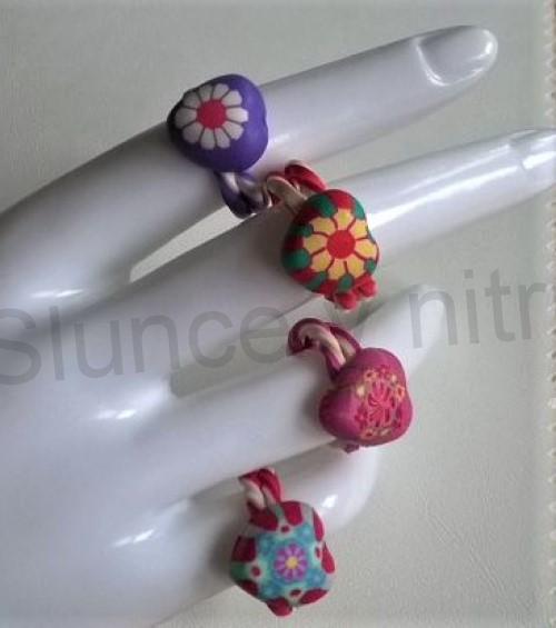 Dětský polymerový prsten srdce fialový (BP311)