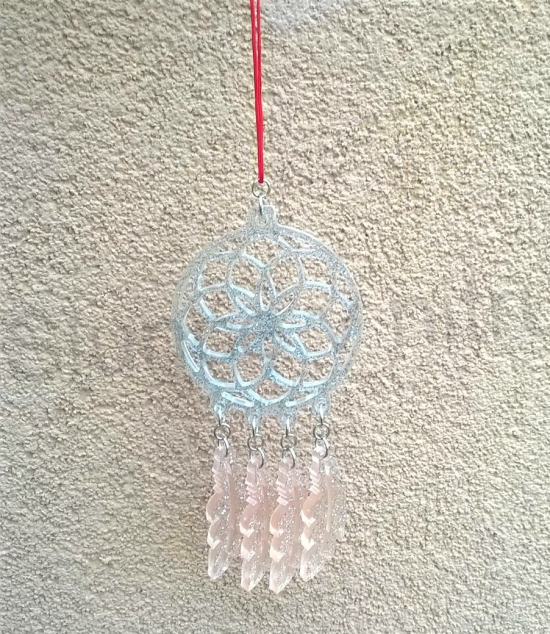 Orgonitový snář- lapač snů 13,5x6,2 cm  modro- oranžový (PP103)