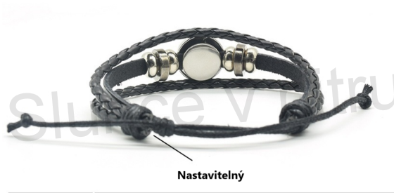 Kožený náramek nastavitelný znamení sviticí luminus vodnář (BC490)