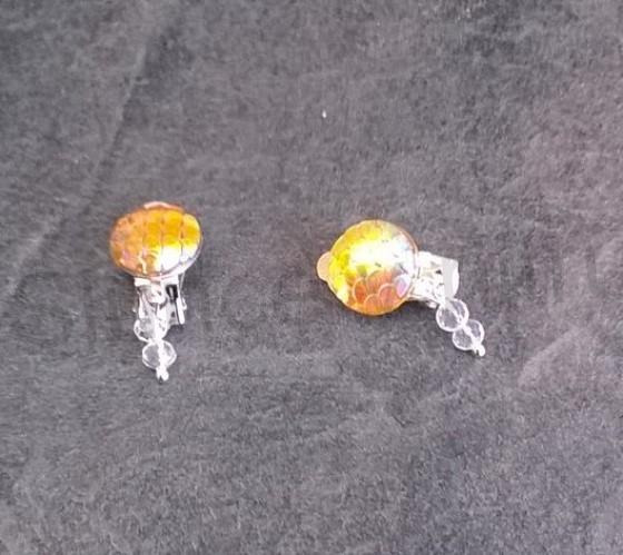 Náušnice klipsy s dračím vzorem měnicí a swarovski korálky 1,2 x 3 cm (BB520)