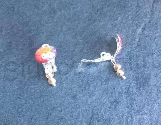 Náušnice klipsy s dračím vzorem měnicí a swarovski korálky 1,2 x 3 cm (BB529)