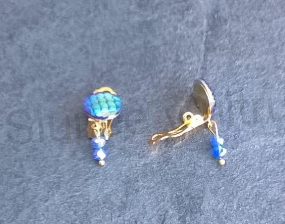 Náušnice klipsy s dračím vzorem měnicí a swarovski korálky 1,2 x 3 cm (BB535)