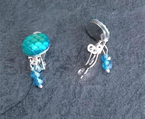 Náušnice klipsy s dračím vzorem měnicí a swarovski korálky 1,2 x 3 cm (BB538)