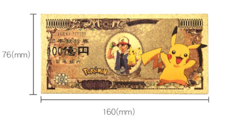 Pozlacená bankovka Pokemon - plaketa - 1 (MA18)