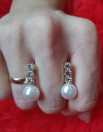 Puzetové naušnice s perlou a zirkony (BB89)