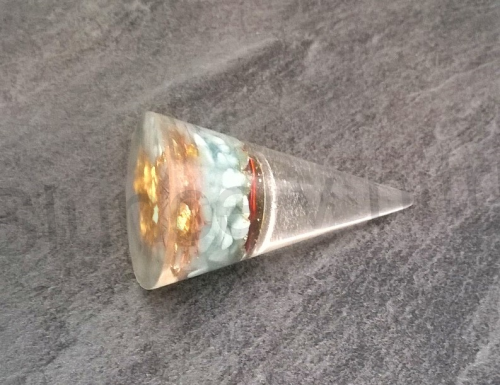 Orgonitový kužel - Akvamarín s mandalou 6,7x3,8 cm (PP145)