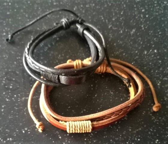 Kožený náramek nastavitelný pletený (BC519)