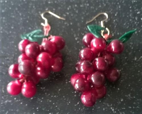 Dlouhé visací náušnice hroznové víno, hrozen (BB612)