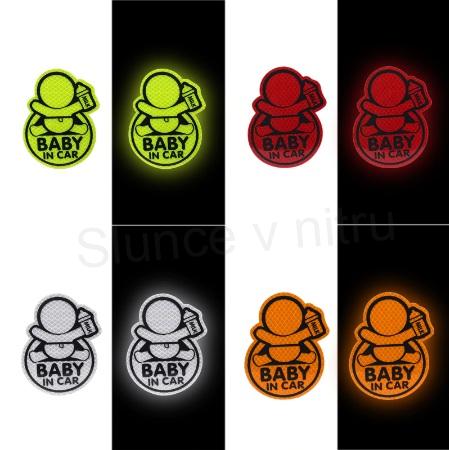 Reflexní výstražné auto nálepky Dítě v autě 3D červené (E4)