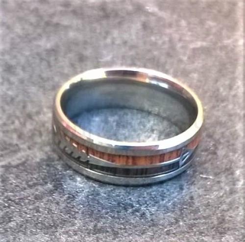 Pánský prsten se šipkou, nerez ocel a havajské koa dřevo velikost 59 (BP386)