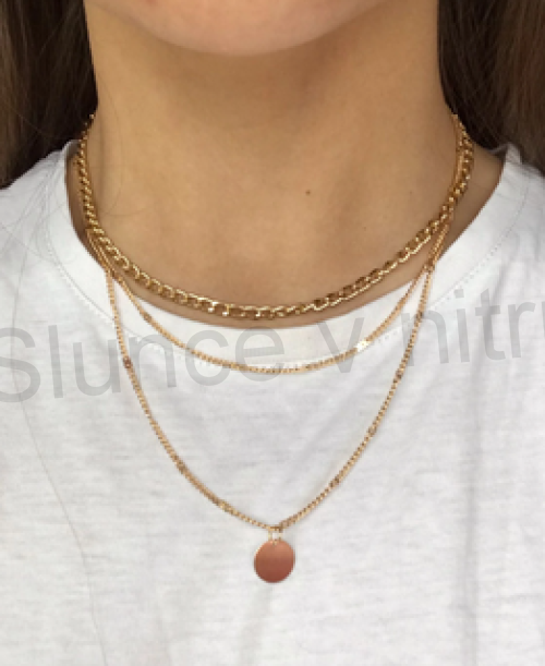 Vícevrstvý náhrdelník, přívěšek kruh řetízkový (BD511)