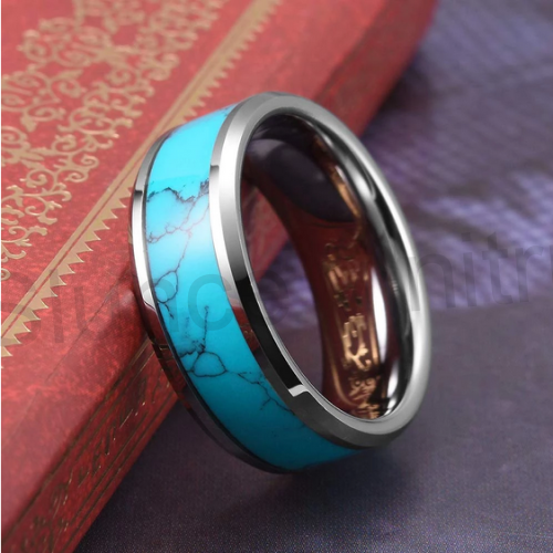 Pánský prsten z chirurgické oceli a tyrkenitu (BP390)