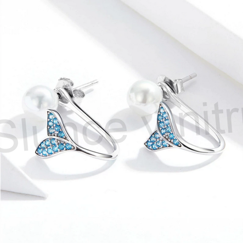 Puzetové náušnice mořská víla s krystaly (BB678)