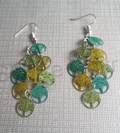 Dlouhé visací náušnice strom života barevné (BB686)