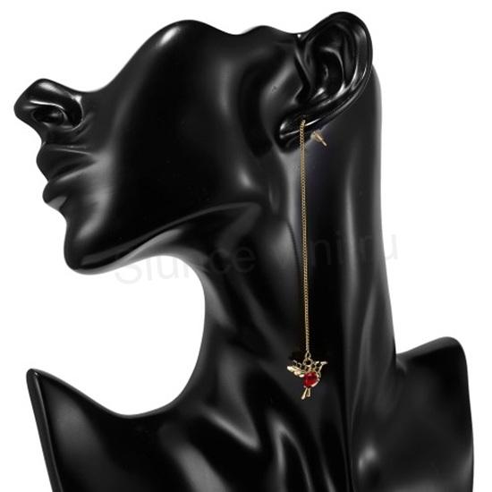 Dlouhé závěsné, visací náušnice kolibřík modré (BB687)