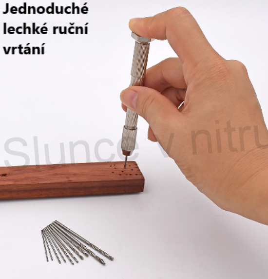 Ruční mini Vrtačka + sada 10 vrtáků (L8)