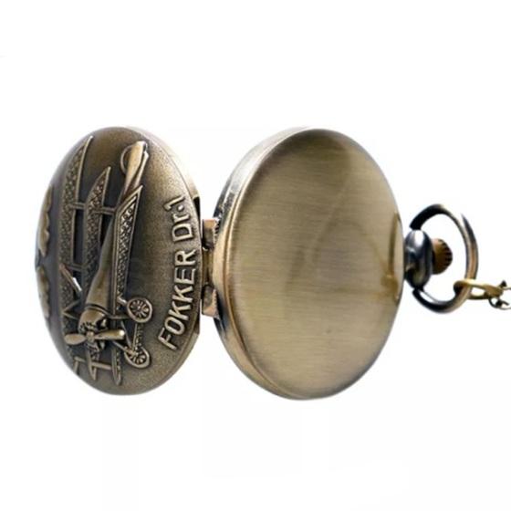 Kapesní cibulové hodinky s řetízkem - Letadlo, letoun (H335)