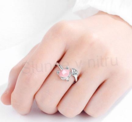 Nastavitelný prsten Liška - Fox s kočičím okem (BP401)