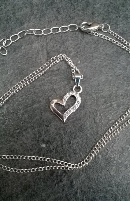 Náhrdelník s přívěškem Srdce, srdíčko s čirými kamínky (BD585)