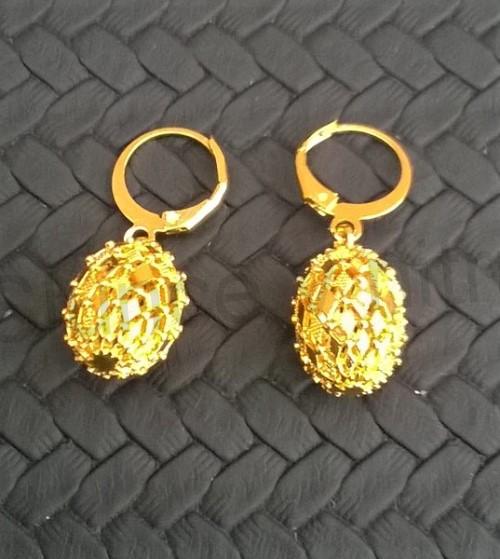 Visací pozlacené náušnice oválky se vzorem kosočtverců (712)