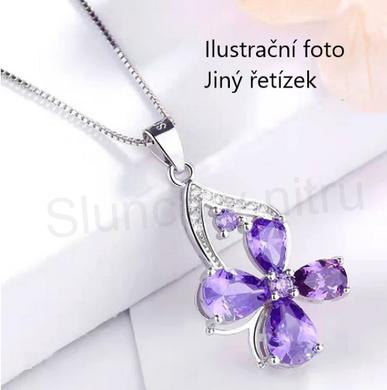 Náhrdelník ametyst kytička se zirkony (X1474)
