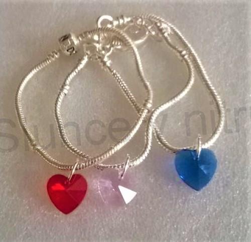 Pandora náramek swarovski elements růžové srdce (BC557)