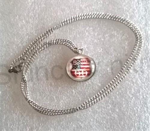 Náhrdelník Route 66 – platinový, bílá varianta (BD50)