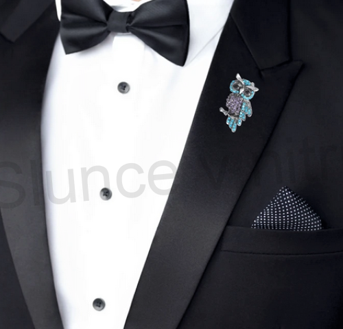 Brož s křišťálovými kamínky Sova (HB113)