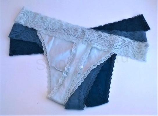 Dámské krajkové kalhotky, tanga modré velikost L (K187)