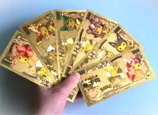 Pozlacená bankovka Pokemon - plaketa číslo 5 (MA27)