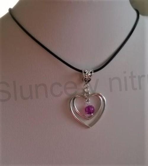 Náhrdelník se srdcem v srdci a korálkem (BD696)