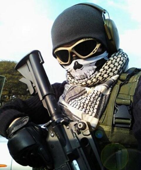 Sportovní motocyklový šátek, nákrčník lebka (K231)