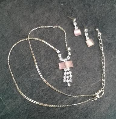 Minerální souprava šperků kočičí oko růžová (X1681)