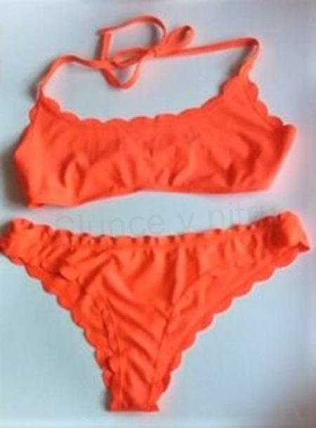 Dámské dvoudílné plavky oranžové 2XL (K340)