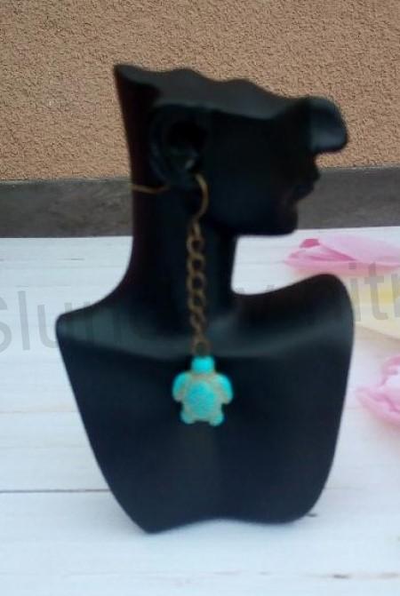 Minerální dlouhé náušnice Tyrkenitové Želva bílé (X1746)