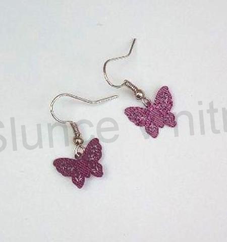 Visací náušnice motýl, motýlek fialový tmavý (BB775)