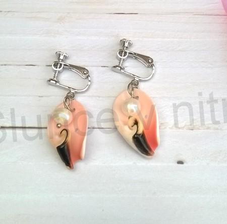 Visací náušnice klipsny mořské plody pravá mušle pravá perla 3 barvy (X1762)