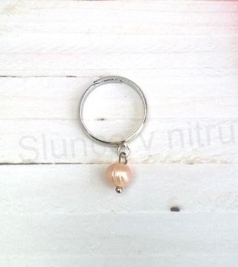 Nastavitelný minerální prsten s pravou perlou (X1763)