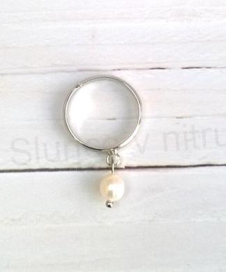 Nastavitelný minerální prsten s pravou perlou (X1764)