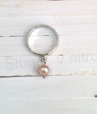 Nastavitelný minerální prsten s pravou perlou (X1765)