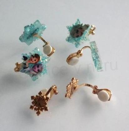 Náušnice klipsy Ledové království - vločka (BB784)