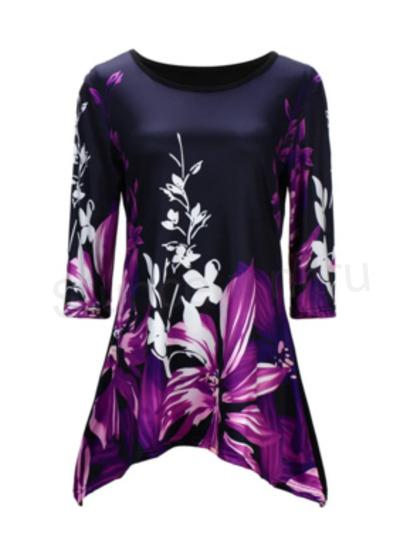 Modní dámské květinové triko, tunika zelená velikost 5 XL (K464)