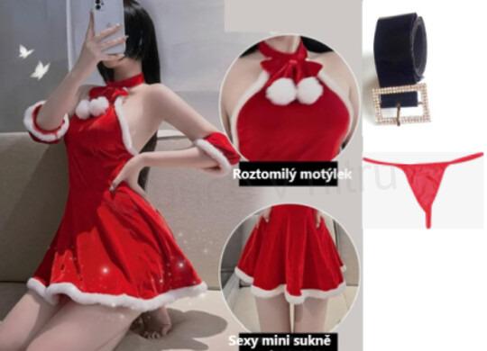 Sexy vánoční prádlo - kostým, šaty velikost XS až M (K474)