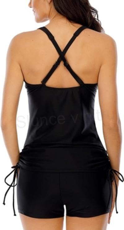 Dámské černé tankini dvoudílné plavky s výstřihem do V velikost XL (K503)