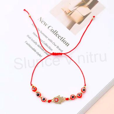 Šňůrkový náramek na ruku Swarovski elements ruka Fatimy - hamsa s okem světle růžový (BC582)