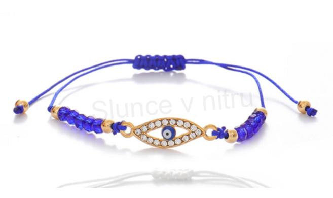 Šňůrkový náramek na ruku Swarovski elements se swarovski korálky zlatý oko (BC584)