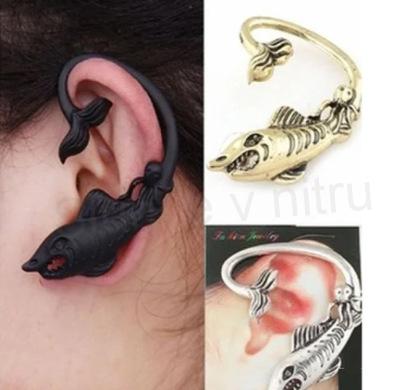 Puzetové punk náušnice Žralok, ryba Starostříbro (BB828)