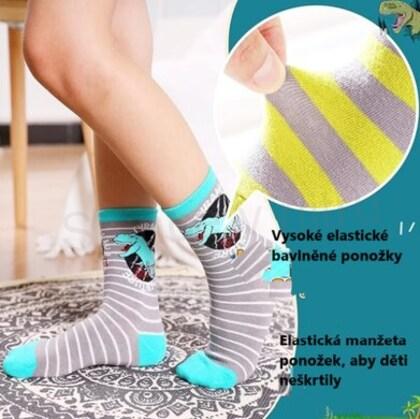 Chlapecké veselé bavlněné ponožky velikost 25 - 28 šedo modré (W225)